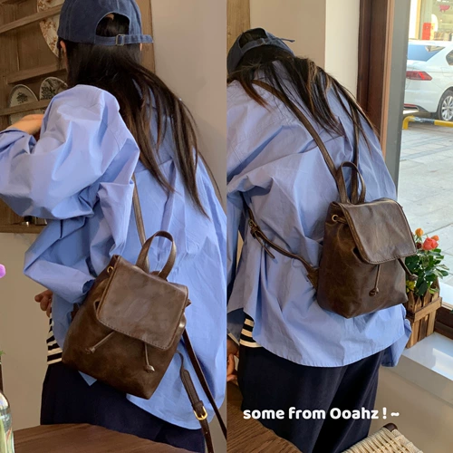 Коричневый полиуретановый рюкзак, качественная сумка на одно плечо, в американском стиле