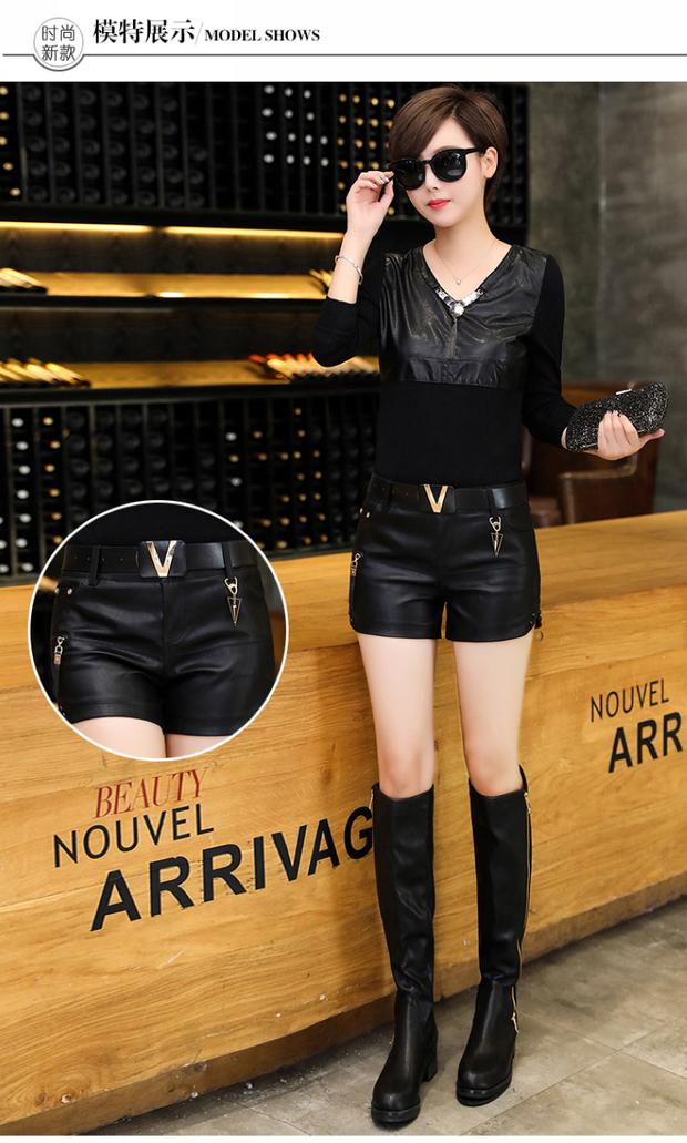 Quần short da nữ mùa thu đông 2018 Quần legging mới Quần lọt khe mỏng quần mùa xuân mặc quần da matt pu quần short jean nữ ống rộng