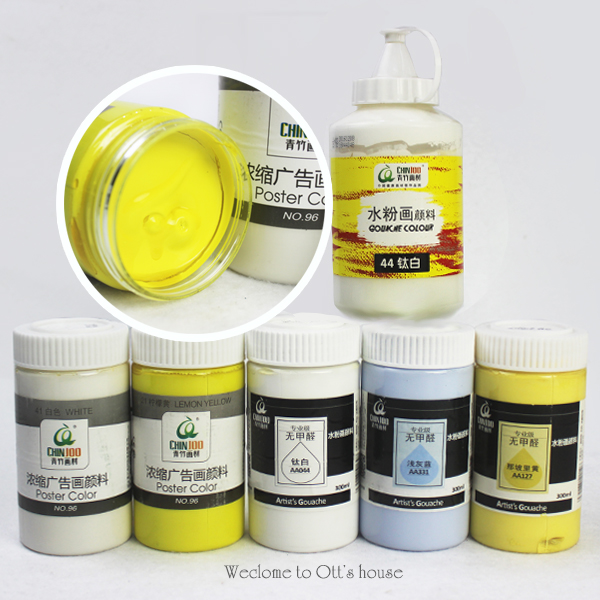 Green Bamboo 300ml Advertisement No Formaldehyde Water Powder Paint 500ml Large Capacity Bottle Canned Titanium White Gaokao Fine Arts Color