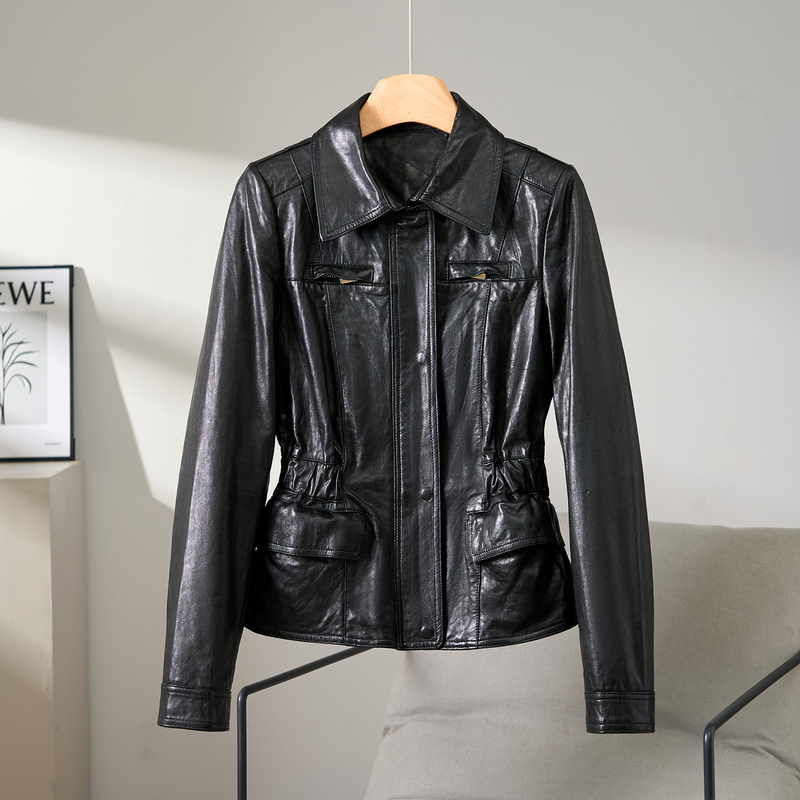 Oil Waxed Sheepskin, Slim Fit, Elegant Style, Genuine Leather Jacket for Women, 2026 New Short Style, Ultra-Soft Lambskin Coat Oil Waxed Sheepskin, Slim Fit, Elegant Style, Genuine Leather Jacket for Women, 2026 New Short Style, Ultra-Soft Lambskin Coat