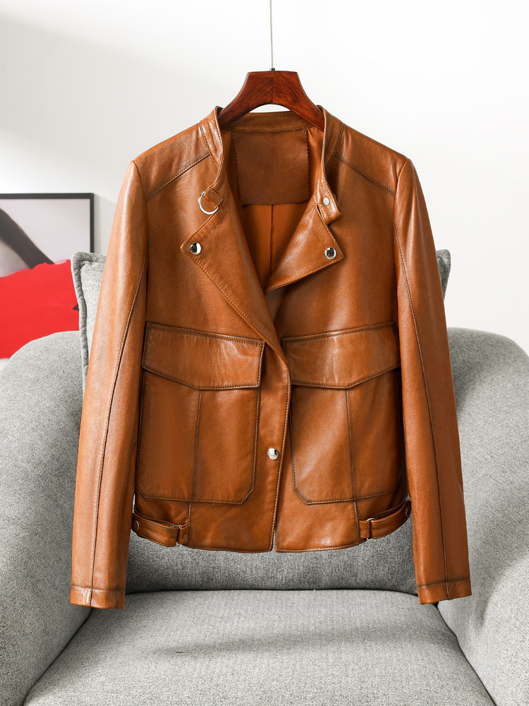 Genuine leather sheepskin 2021 new anti-season fashion short style small leather jacket women's coat Haining ins