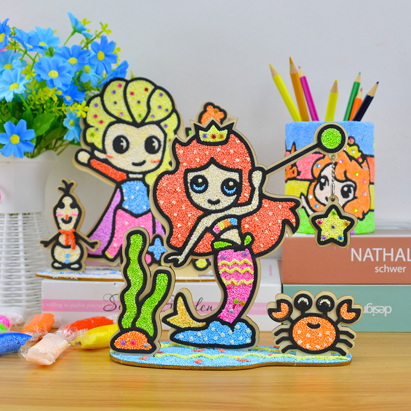 Children DIY handmade graffiti 3D solid snowflake clay pearl clay color clay painting puzzle drawing board suit