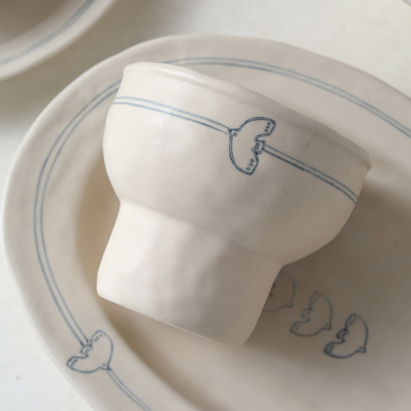 2026 New Japanese-Style Handmade Niche Design Hand-Painted Matte Double-Line Bird Ceramic Tableware with Underglaze Color 2026 New Japanese-Style Handmade Niche Design Hand-Painted Matte Double-Line Bird Ceramic Tableware with Underglaze Color