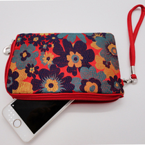 Chinese style features Nanjing Yunjin Chinese wrist bag satin pocket purse passport bag mobile phone wallet cheongsam handbag