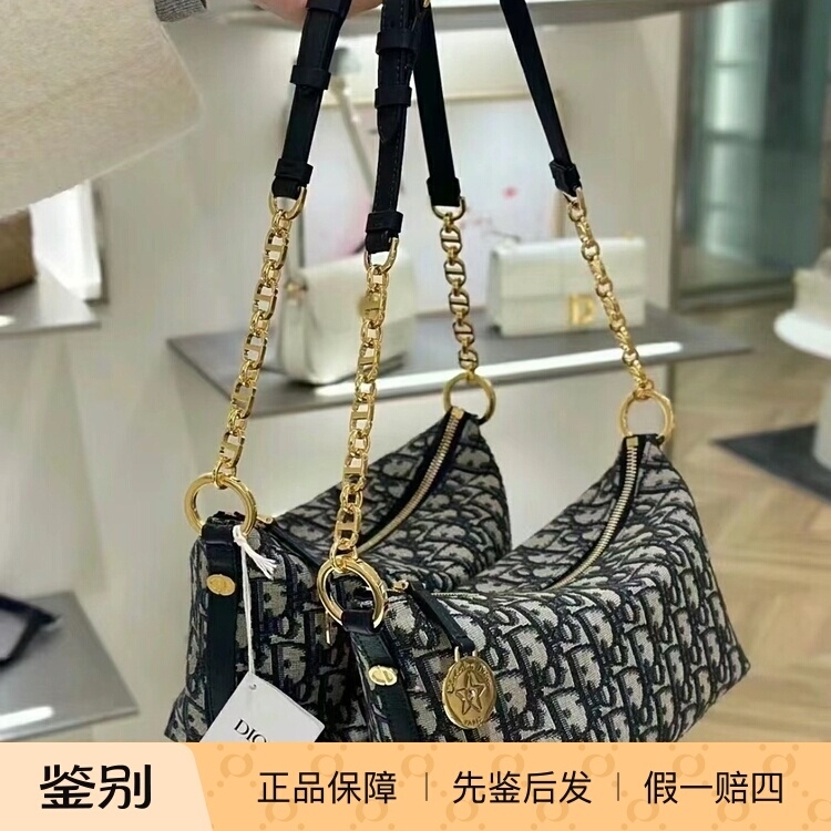 Dior Lunchbox Bag Hobo Underarm Bag with Adjustable Shoulder Strap and Star-Shaped Round Tag