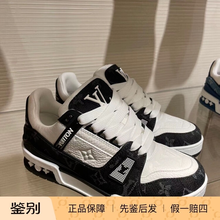 Louis Vuitton/Lv Trainer Black and Blue Denim Casual Sneakers