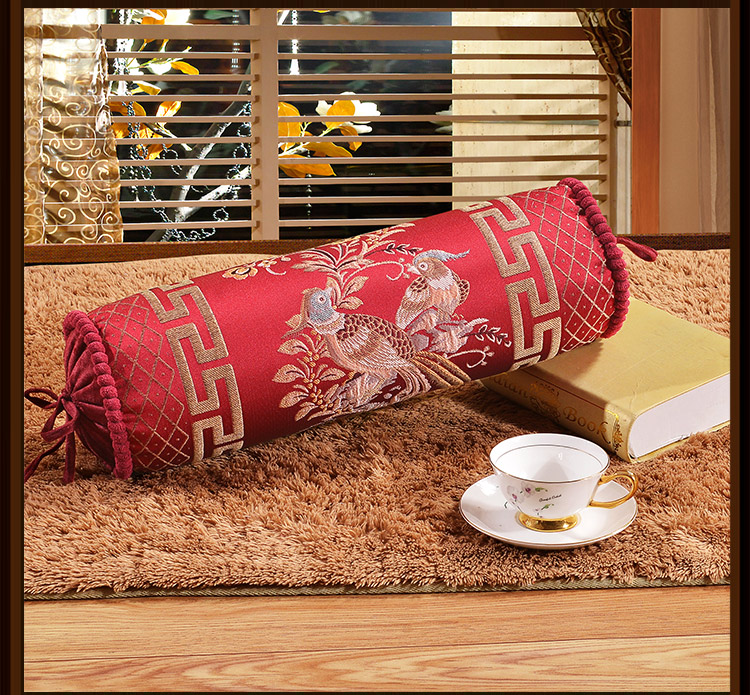 Phong cách châu Âu thêu đa năng kẹo gối đệm cổ gối gối sofa gối dài hình trụ siesta với lõi gối kèm mền 2 in 1