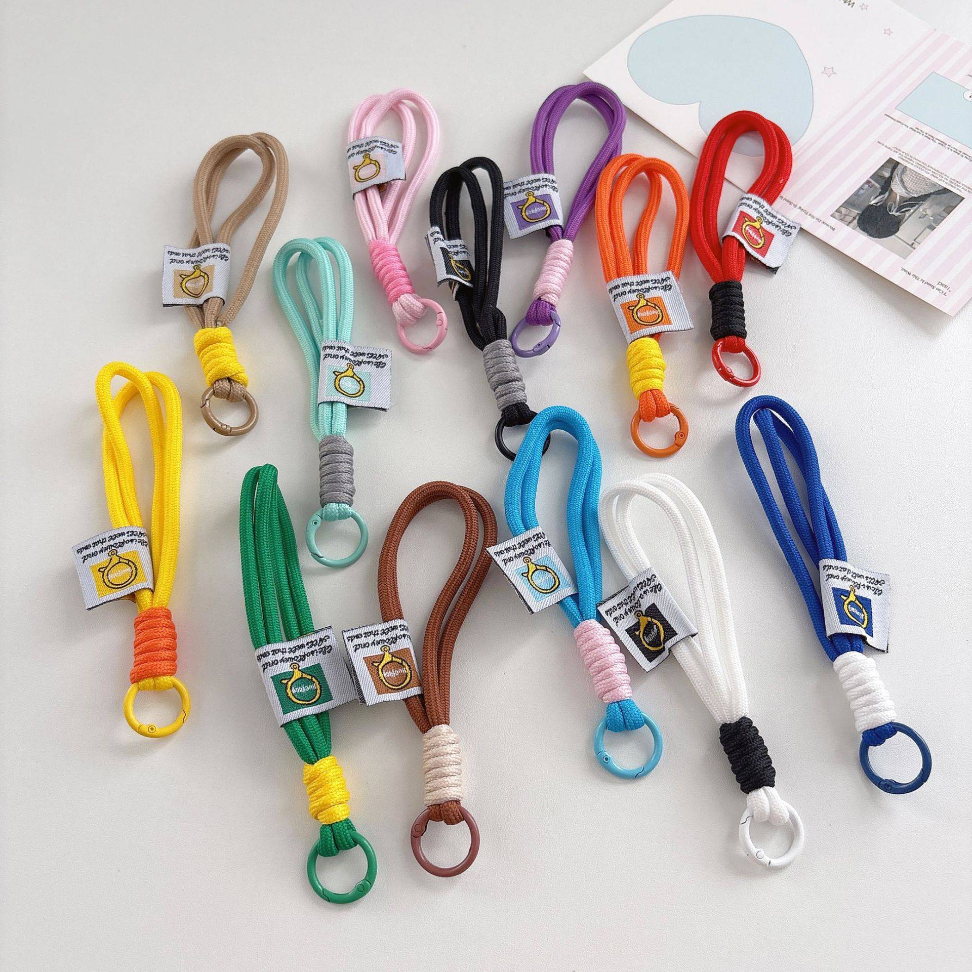 Colorblock nylon braided hand rope plush pendant mobile phone bag pendant DIY jewelry accessories