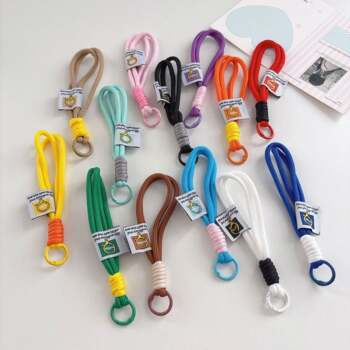 Colorblock nylon braided hand rope plush pendant mobile phone bag pendant diy jewelry accessories
