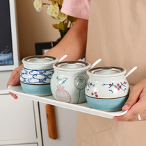 Ceramic seasoning jar set salt jar household pig oil tank chili oil tank pepper oil tank seasoning Box Kitchen meat tank