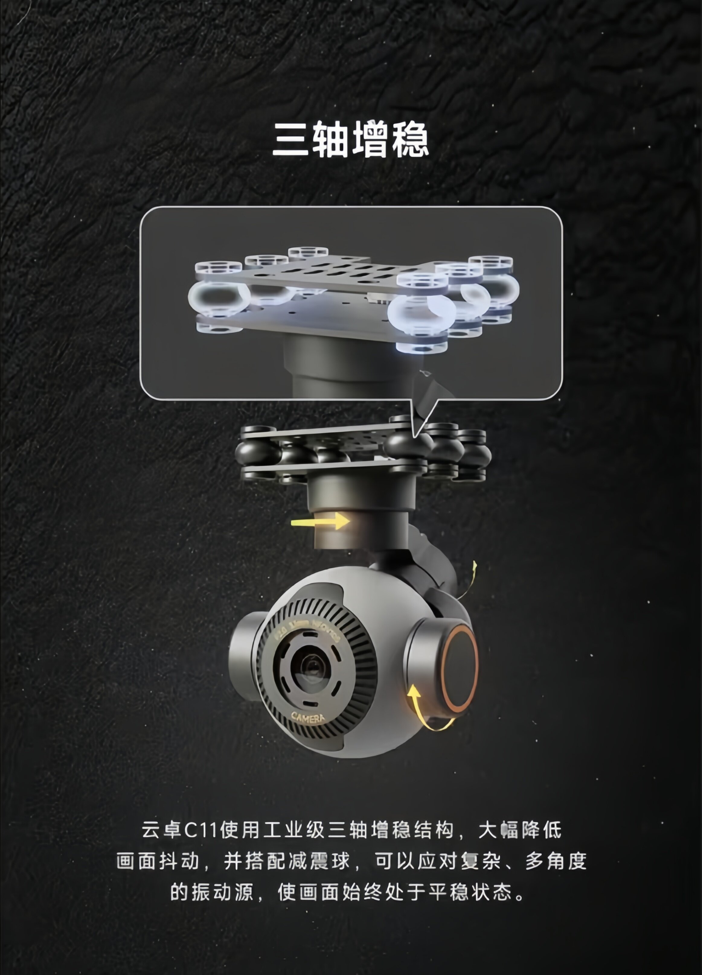 Close-up of the 4K camera lens and an example of 4K ultra-clear image capture