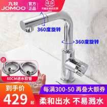 Jiu Mu Tai Washbasin Faucet Home Single Hole Hot and Cold Water Bathroom Washbasin Sink Faucet Rotatable