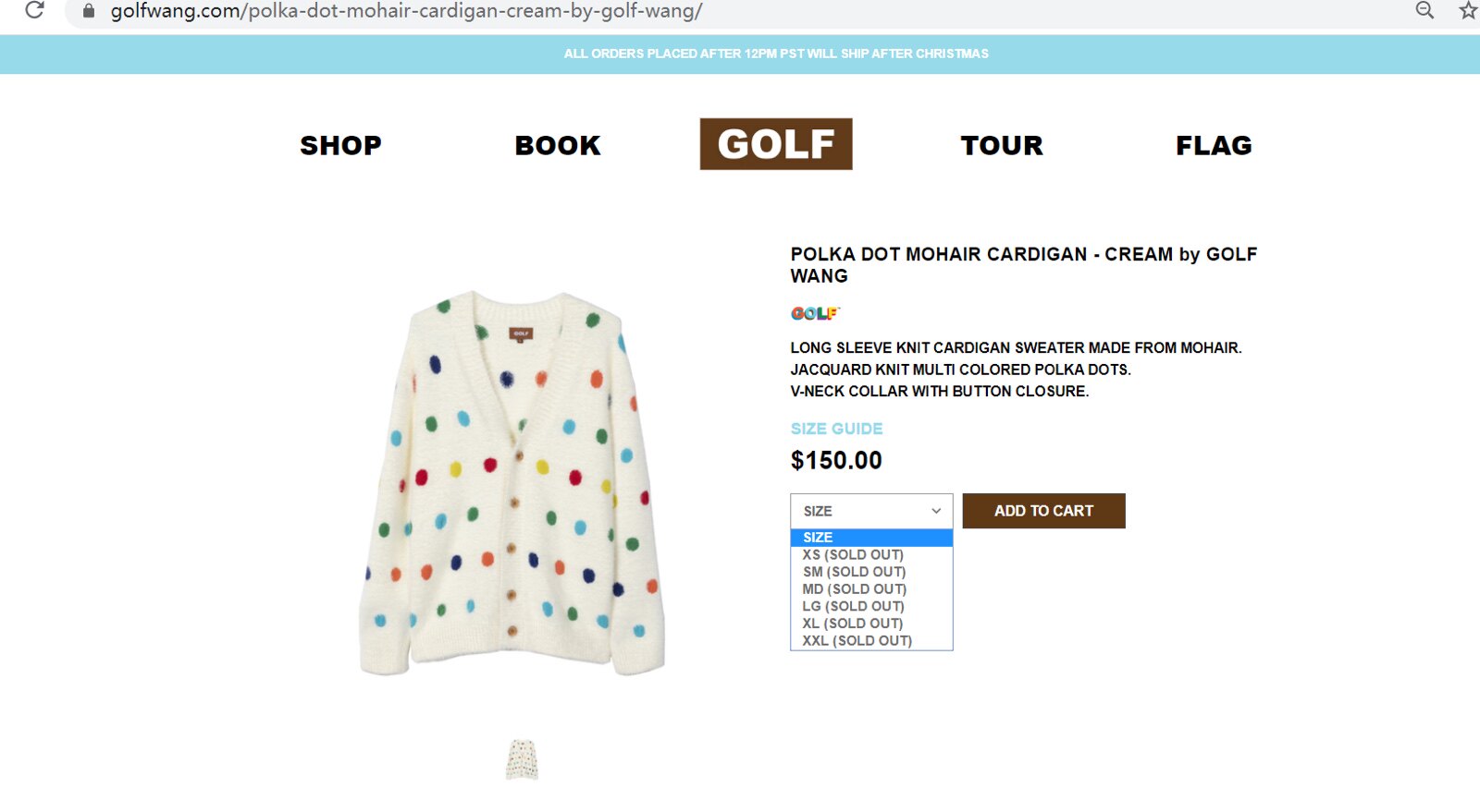GOLT】GOLF WANG POLKA 彩色波点羊毛衫马海 