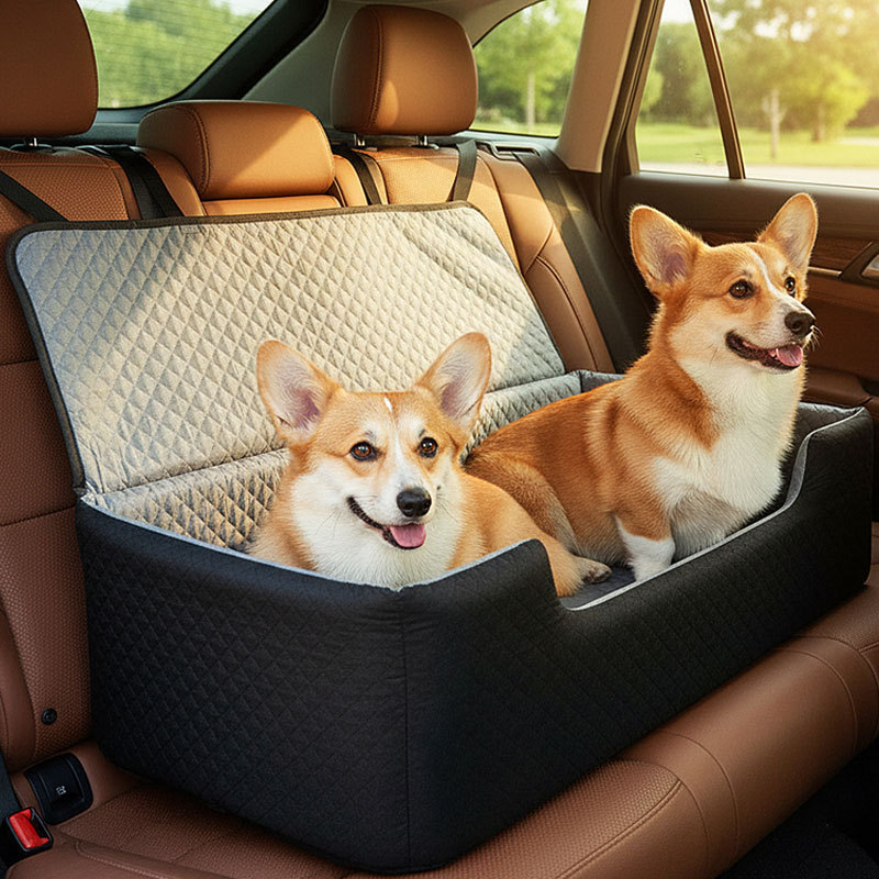 Car-Mounted Dog Bed for Medium-Sized Dogs, Detachable and Washable, Waterproof, Anti-Shedding, Suitable for Corgis, Shiba Inus, Border Collies, and All Seasons, Rear Seat Pet Bed