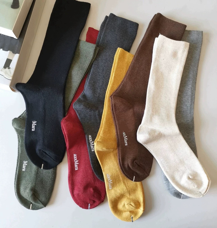 Autumn and Winter Wool Socks for Women, Warm Mid-Calf Socks, Slouch Socks, Wool Long Socks, Solid Color, Versatile, Single or Pair Pack
