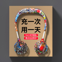 Tide brand halter neck small fan Portable USB charging student dormitory small silent office desktop mini portable lazy hanging neck neck childrens kitchen small electric fan summer season