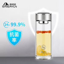 New home antibacterial single-layer glass silver ion high-end transparent crystal business water cup Office tea cup