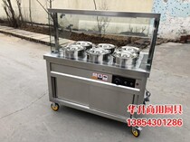 Commercial Electric Heating Insulated Congee Car Glass Cover Breakfast Porridge Desk Hotel Soup Vegetable Congee Sale Meal Trolley Mobile Dinner Trolley
