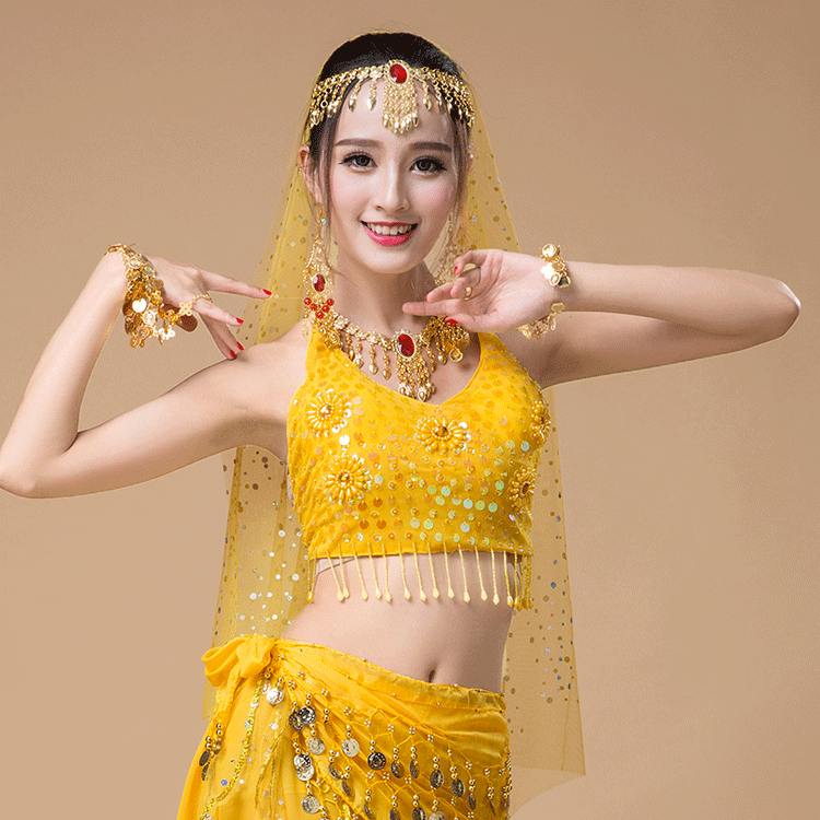 Belly dance veil turban Indian dance jewelry Xinjiang dance performance veil hand towel sequins adult turban female