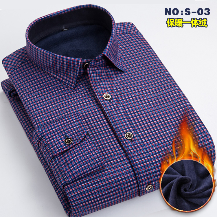 Chụp ảnh 25 cộng với áo nhung dày ấm áp áo dài nam thanh niên áo sơ mi nam mùa đông kẻ sọc giản dị quần áo miễn phí nóng áo sơ mi hàng hiệu