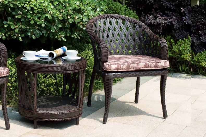 Ban công Wicker Ghế Bàn cà phê Bộ ba mảnh ngoài trời Phòng khách ngoài trời Phòng chờ Ghế Nội thất Vườn Vườn Ghế mây - Bàn ghế ngoài trời / sân bộ bàn ghế uống trà ngoài trời