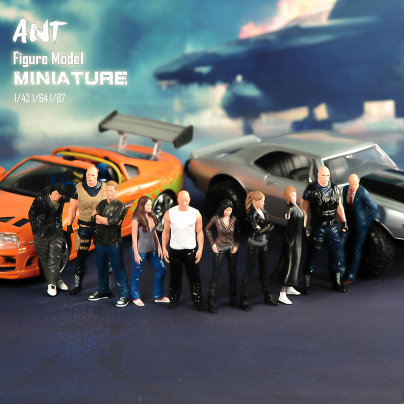 In Stock 1/87/64/43/24/18 Fast and Furious Miniature Scene Micro Photography Model with Matching Figures