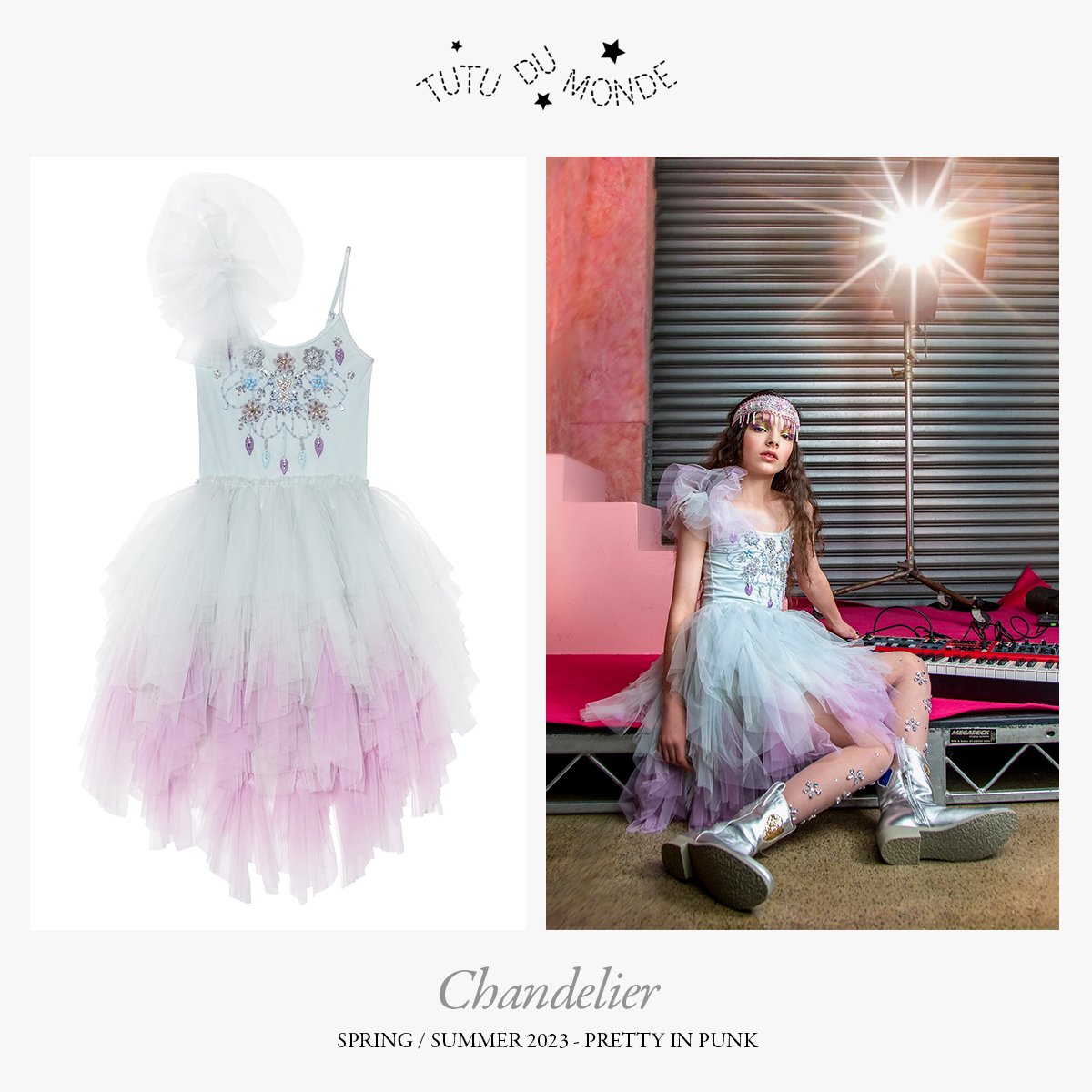 ・23SS New Spot Australia Tutu Du Monde Elegant Two-Color Gradient Single Shoulder Dress