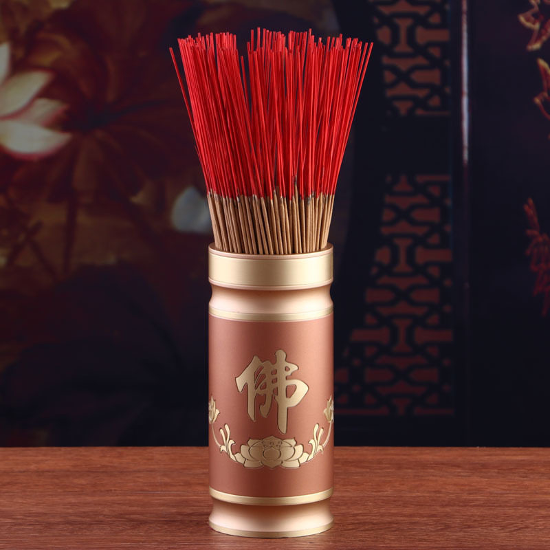 Buddha hall incense offering pure copper Buddha character incense tube plain face two-color Buddha lotus incense barrel incense stick bamboo stick incense for Buddha