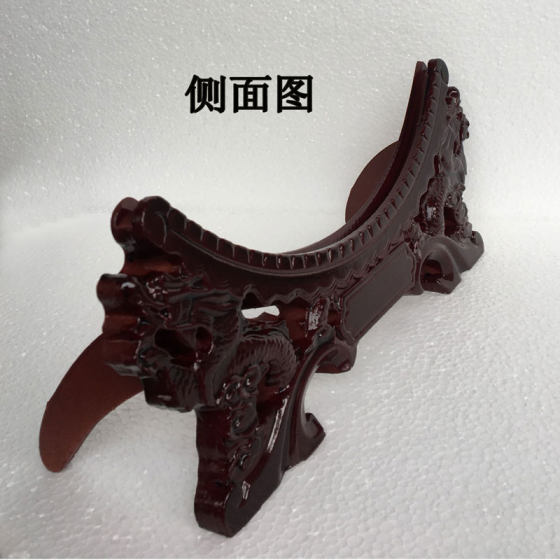 Ceramic decorative plate double faucet bracket high-end decoration plate bracket wooden base disc can be customized LOGO