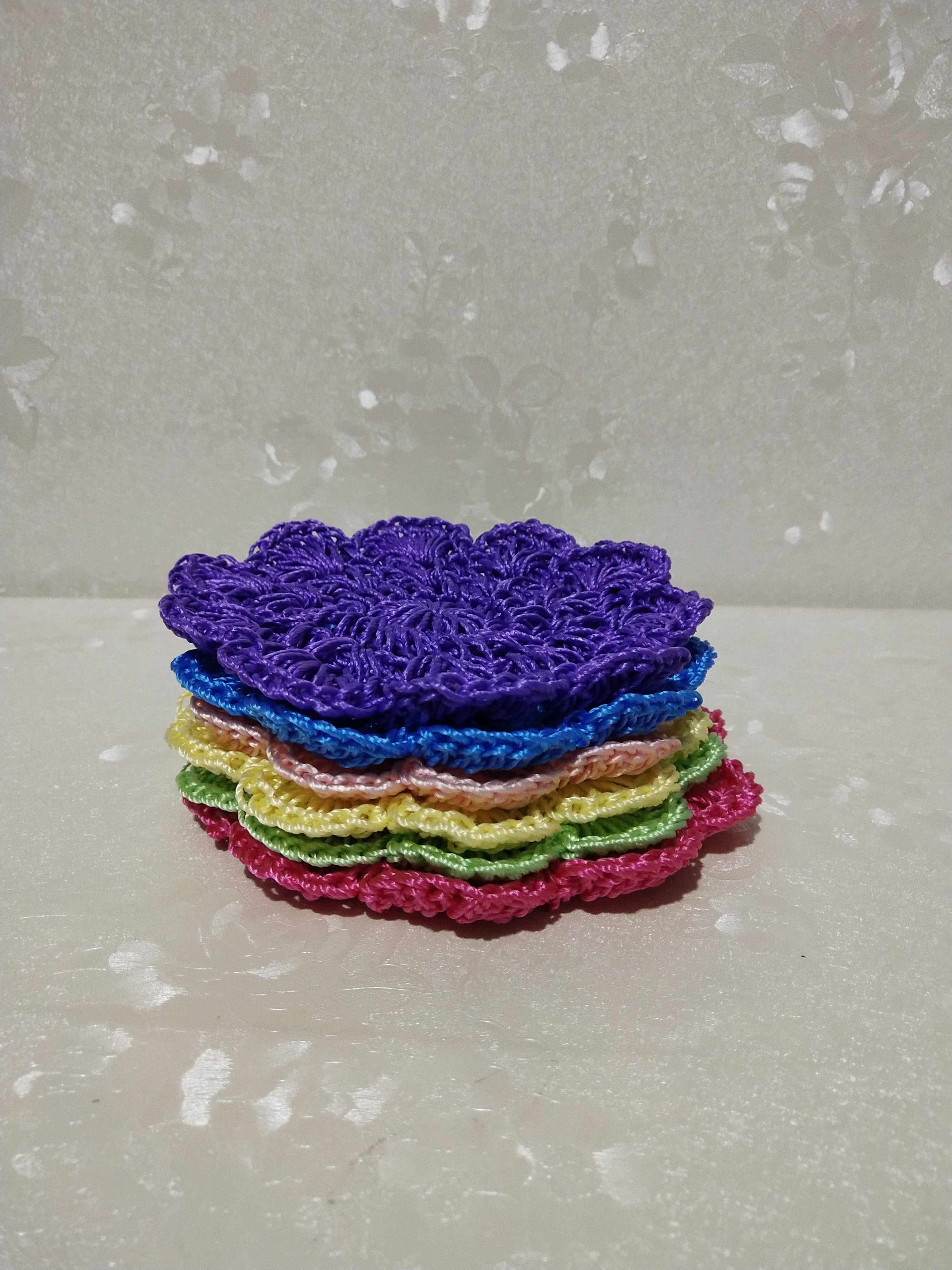 Hand-woven crochet coasters creative bowl mat coasters finished insulation manual lesson coasters lace line coasters