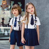 Summer school uniforms childrens suits British style mens and womens clothing short sleeve shirts primary and secondary school students class uniforms kindergarten uniforms