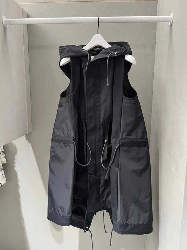 Fog Sacai Spring/Summer Guo Biting (from the Show Sisters) Same Style Hooded Sleeveless Vest Casual Loose Workwear Trench Coat Jacket