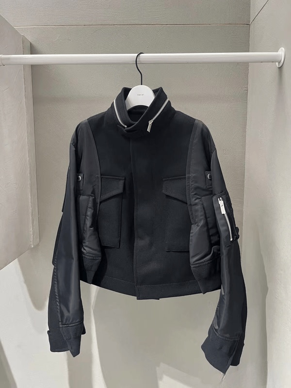 Fog Sacai Japanese Niche Brand 2025 Autumn New Patchwork Jacket Pilot Coat Short Women's Top Fog Sacai Japanese Niche Brand 2025 Autumn New Patchwork Jacket Pilot Coat Short Women's Top