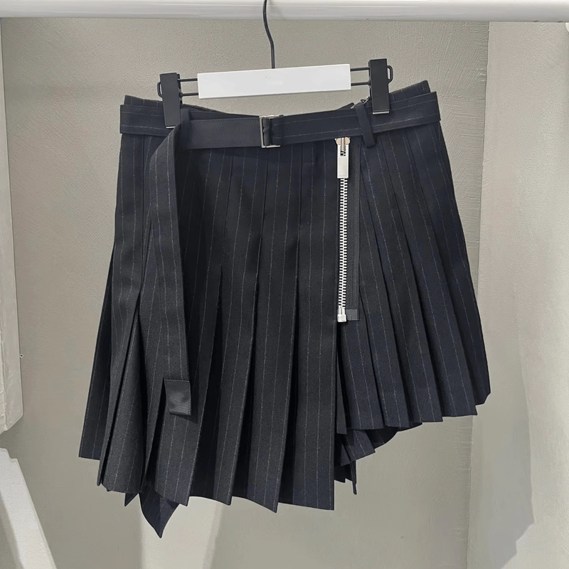 Fog Sacai Japanese Style 2026 New Striped Slimming Short Skirt Spring and Summer High-Waisted Bodycon Skirt Similar to Yang Zi's Style Fog Sacai Japanese Style 2026 New Striped Slimming Short Skirt Spring and Summer High-Waisted Bodycon Skirt Similar to Yang Zi's Style