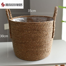 Flower pot coat cloak grass woven basket flower basket bamboo woven flower pot set green plant home decoration set rattan woven basket