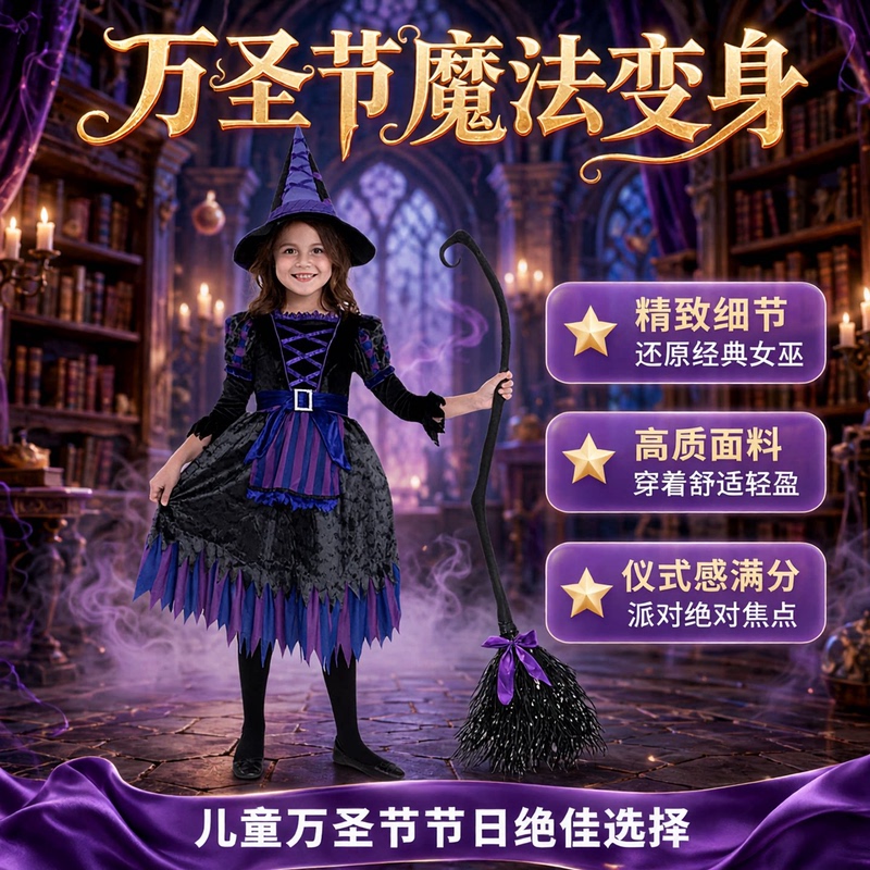 Halloween Decorations Halloween Props Halloween Witch Broom Children's Toys Witch Broom Decoration Harry Potter