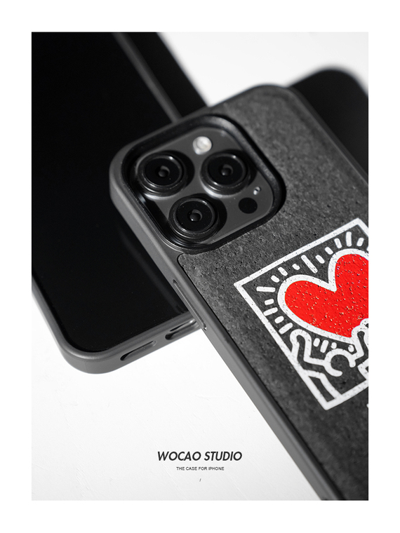 Keith Haring Heart Pop Art Black Red White Illustration iPhone Case