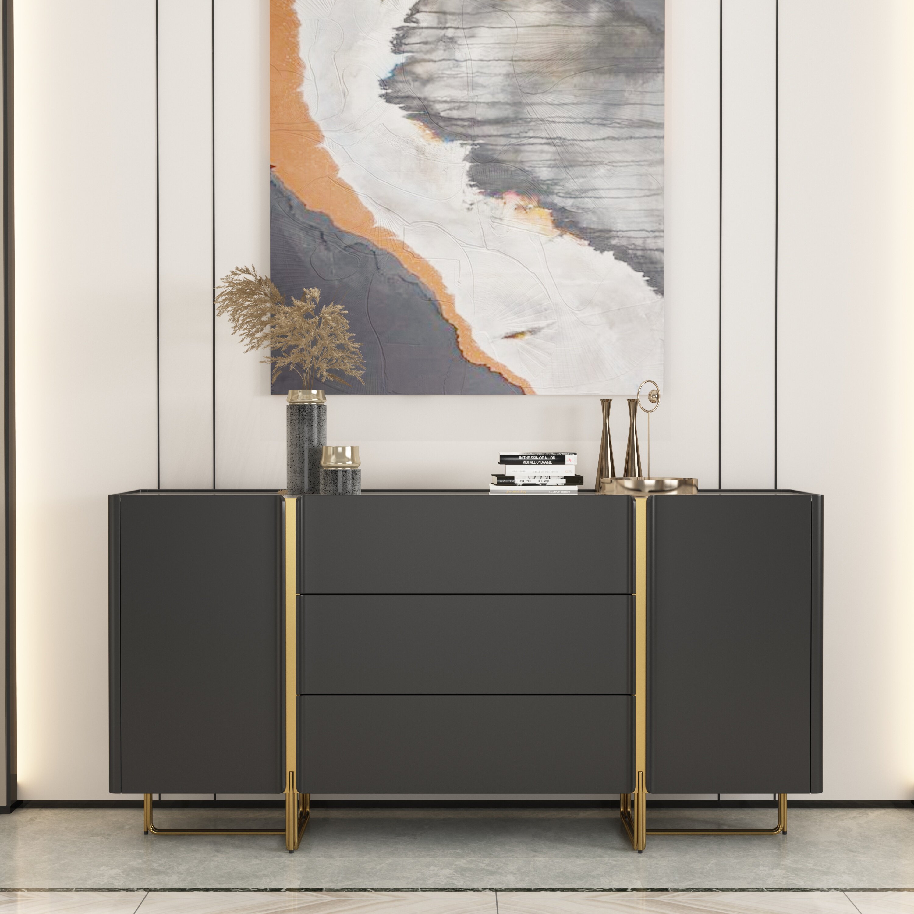 New Chinese solid wood Xuanguan cabinet Xuanguan Table light and luxurious storage cabinet Decorative Cabinet Living Room Entrance Shoe Cabinet Modern Dining Cabinet