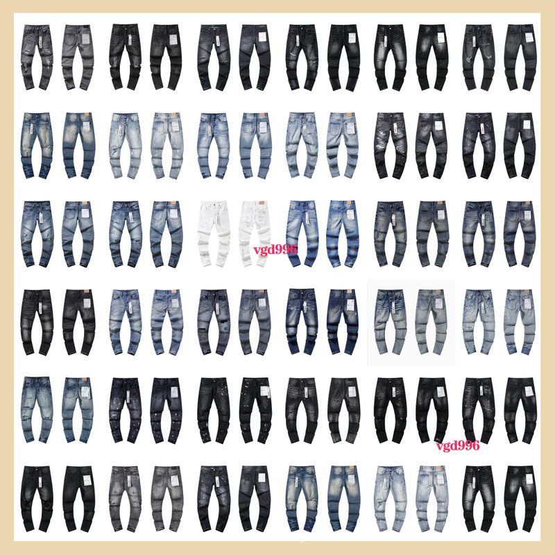 European and American Purple Brand Straight-Leg Jeans, Washed, Distressed, Vintage, Ripped, Cool American Style European and American Purple Brand Straight-Leg Jeans, Washed, Distressed, Vintage, Ripped, Cool American Style