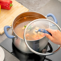 Ai Shida large soup pot thickened 304 stainless steel household porridge stew induction cooker gas universal soup pot