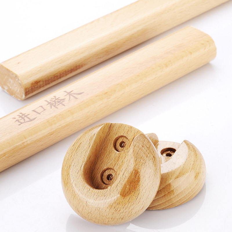 Beech wood wardrobe clothes rail package cabinet perforated solid wood hanging rod simple wardrobe through cabinet thickened wardrobe rail