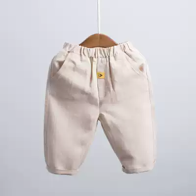 Boys' pants spring and autumn 2021 new little boy autumn dress thin Korean trousers cotton linen children's casual pants