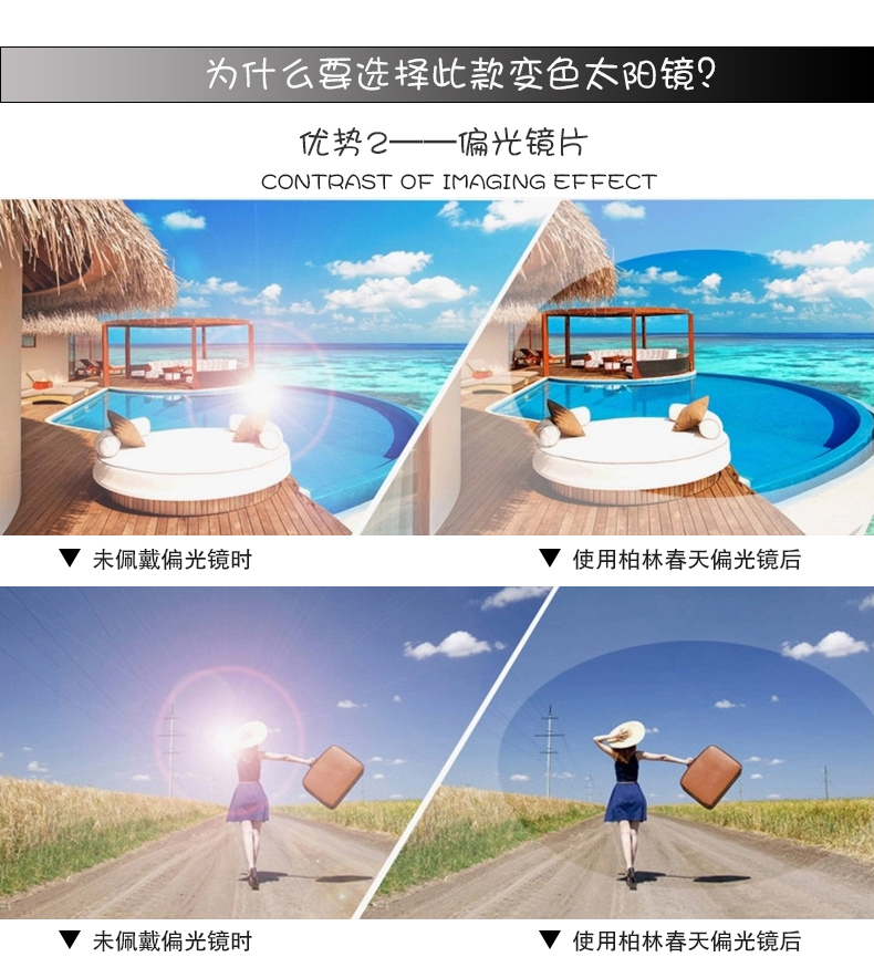 Kính râm đổi màu chống tia UV Nam và nữ màu sáng phân cực sử dụng gương lái xe kép kính montblanc