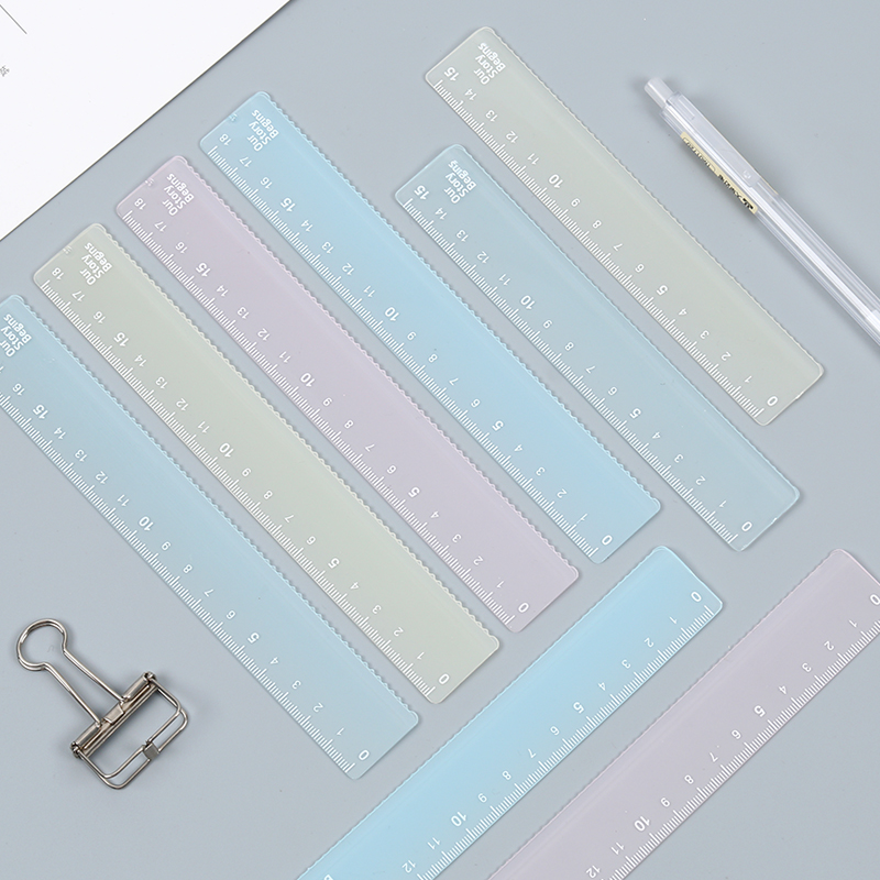 Preliminary Rainbow ruler 15 18cm with wave line transparent plastic ruler creative South Korean primary school stationery