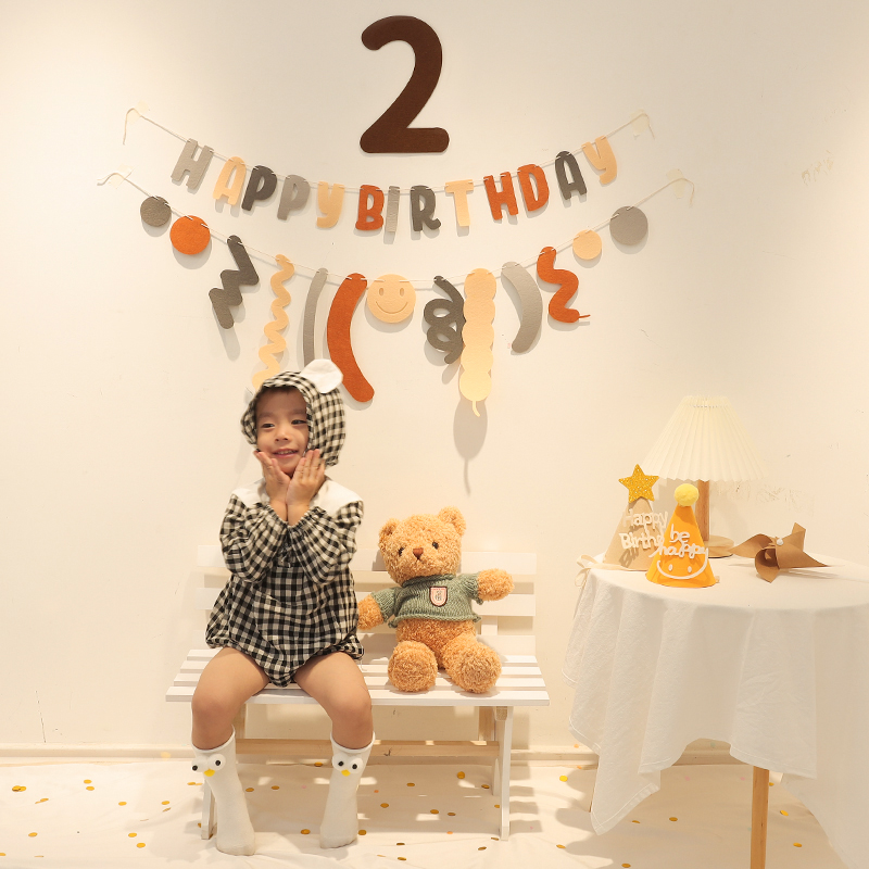 South Korea Ins Wind Baby 100 Days Birthday Background Wall Arrangement Children's Party Decoration Photography Laflower Color Flags