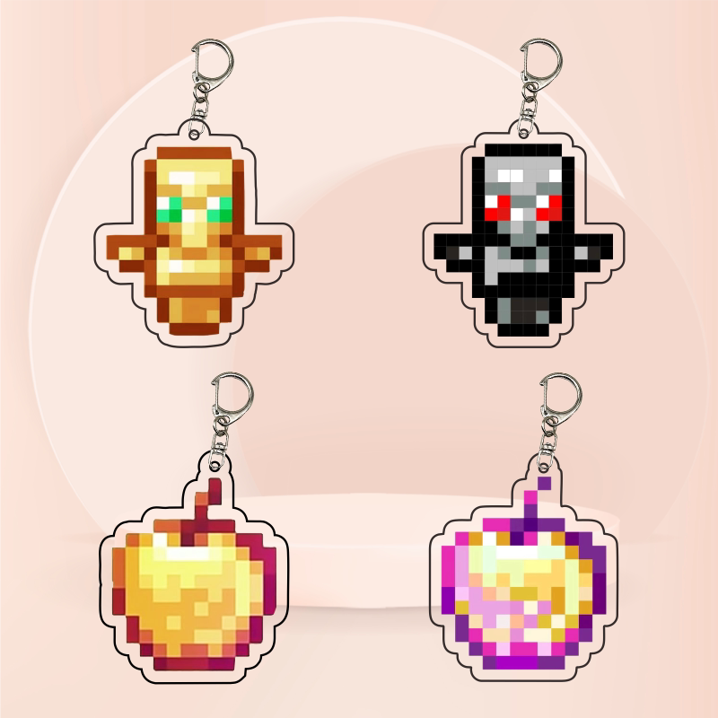 Minecraft Death Totem Keychain Peripheral Accessory Golden Apple Acrylic Undead Totem Popular Style ins Trend