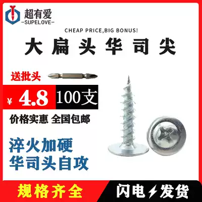 Hua Jin Hua Ji Tong self-tapping tip screw cross round head with pad screw meson head Big Head self-tapping nail