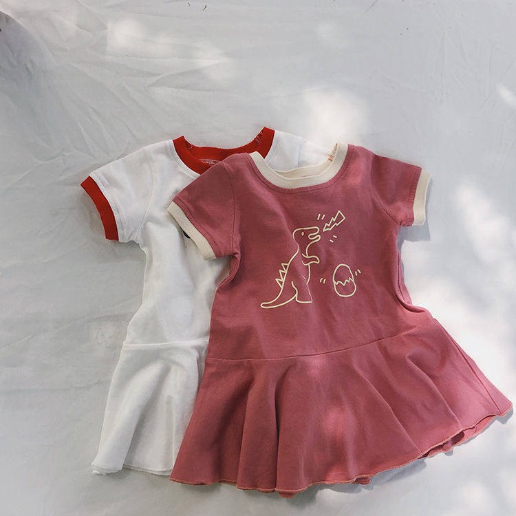Outlets clearance baby skirt 2022 new short-sleeved children's casual cute foreign style cotton dress