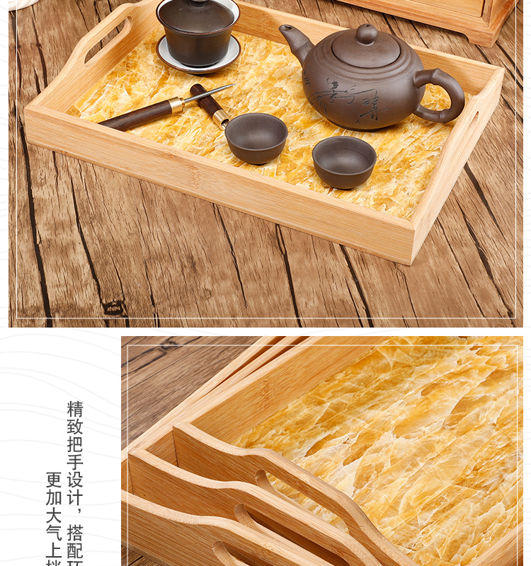 Khay tre khay tre tấm gỗ kích thước hình chữ nhật gỗ rắn tấm trái cây đặt bộ phụ kiện tấm tùy chỉnh đũa gỗ cao cấp xuất khẩu
