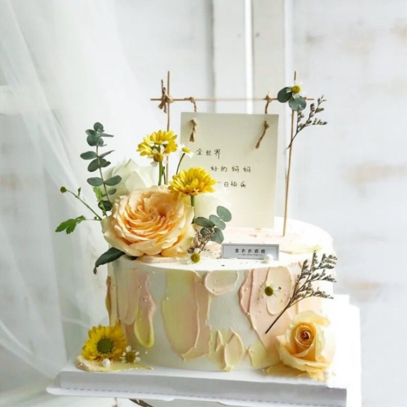 DIY Flowers Shelf Cake Decoration Birthday Cake Inserts Baking Decoration Items Birthday Party Dessert Table